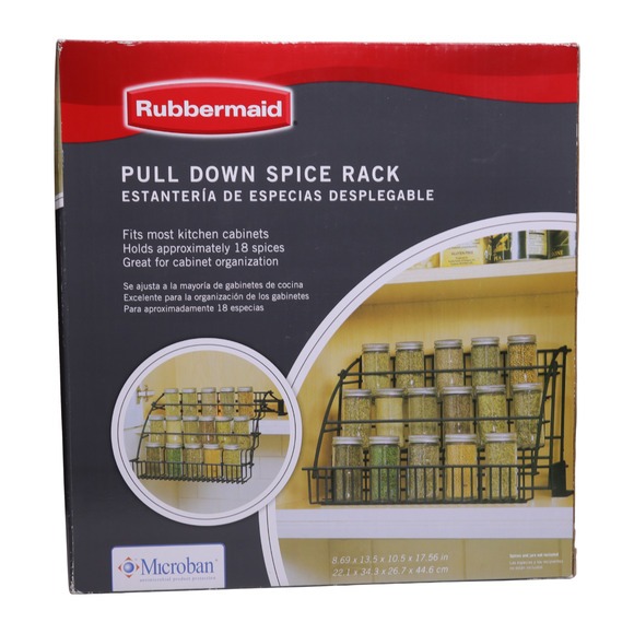 Rubbermaid Microban 3 Tier Pull Down Spice Rack - Holds 18 Spices -Sealed In Box - Picture 1 of 3